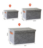 Set of 3 Felt Storage Organizer Bins with Lid and Handles