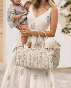 Elegant Quilted Floral Nursery Changing Caddy with Handle