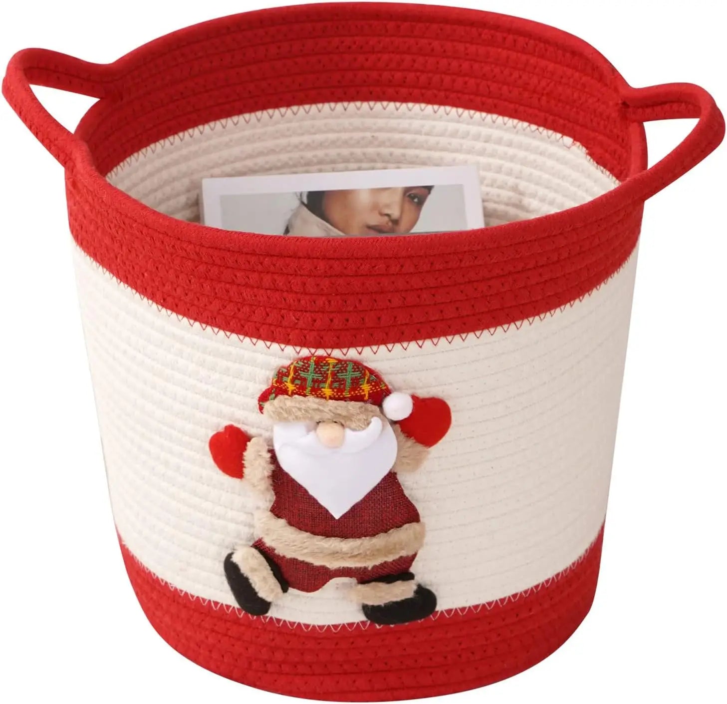 Jolly Santa Cotton Rope Christmas Storage Basket