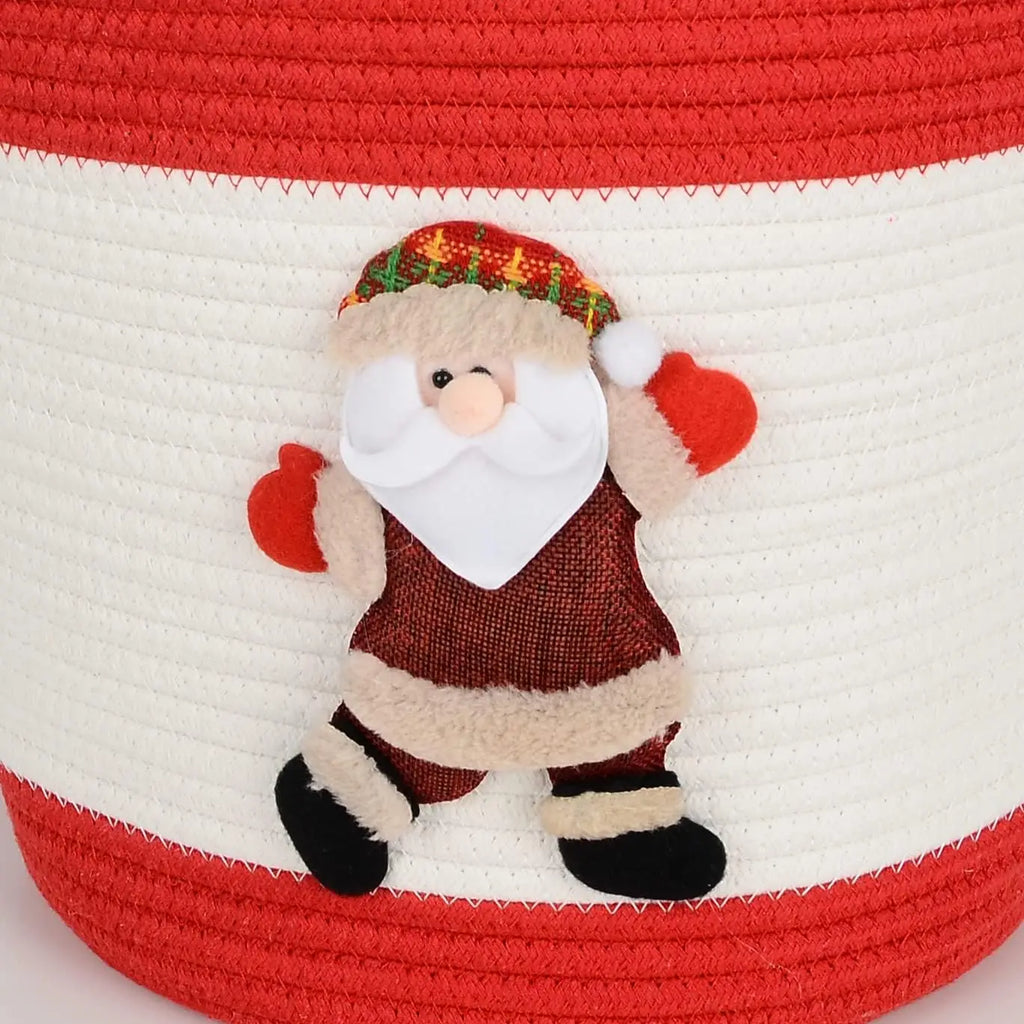 Jolly Santa Cotton Rope Christmas Storage Basket