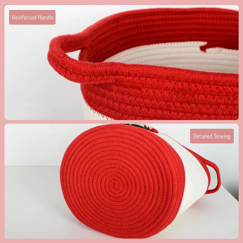 Jolly Santa Cotton Rope Christmas Storage Basket