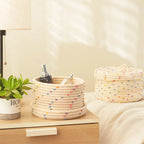 Whimsical Pom-Pom Cotton Rope Storage Baskets with Lids (Set of 2)