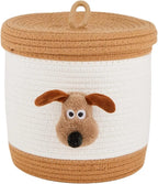 Adorable Dog-Themed Cotton Rope Storage Basket with Lid