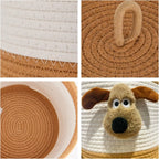 Adorable Dog-Themed Cotton Rope Storage Basket with Lid