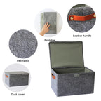 Set of 3 Felt Storage Organizer Bins with Lid and Handles