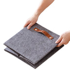 Set of 3 Felt Storage Organizer Bins with Lid and Handles