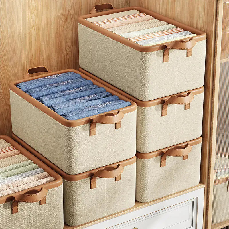 Washable & Foldable Wardrobe Organizer - Eco-Friendly Fabric Bin for Jeans & Clothes