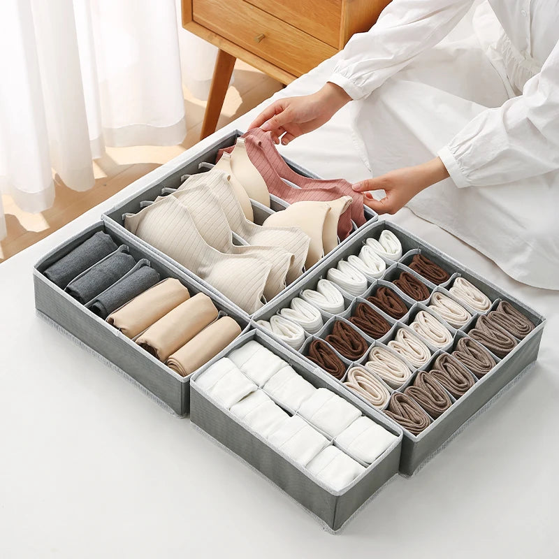 4-Piece Foldable Drawer Organizer Set for Underwear, Socks & Bras