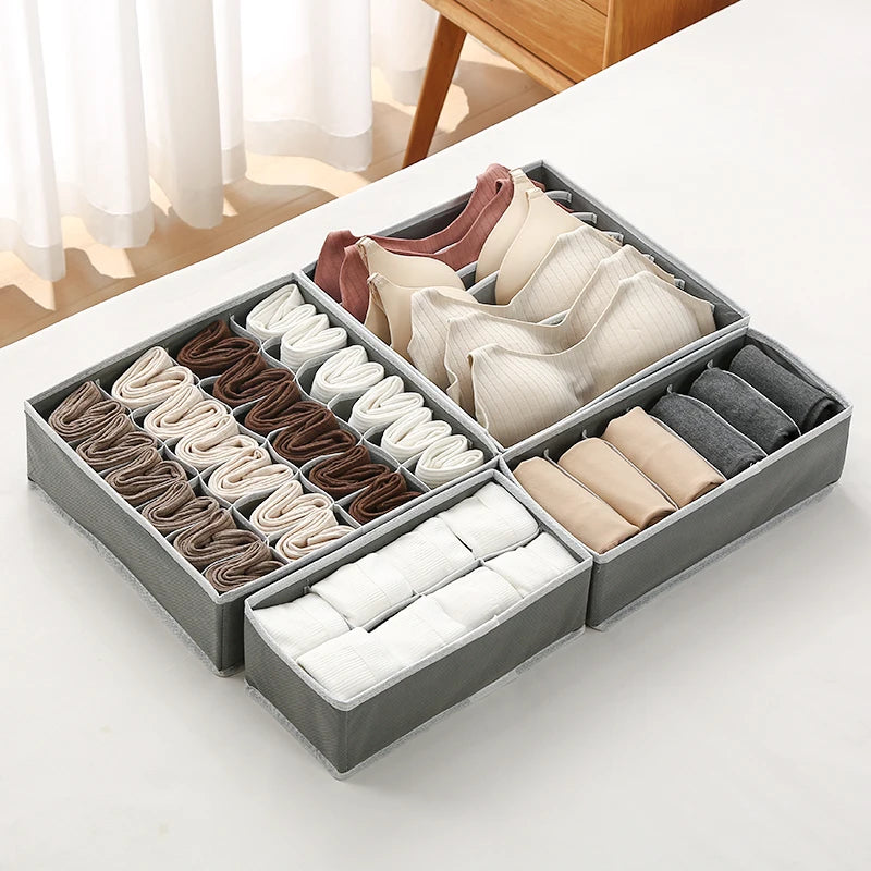 4-Piece Foldable Drawer Organizer Set for Underwear, Socks & Bras