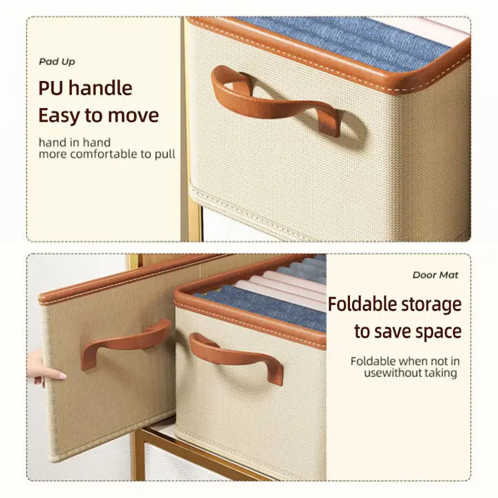 Washable & Foldable Wardrobe Organizer - Eco-Friendly Fabric Bin for Jeans & Clothes