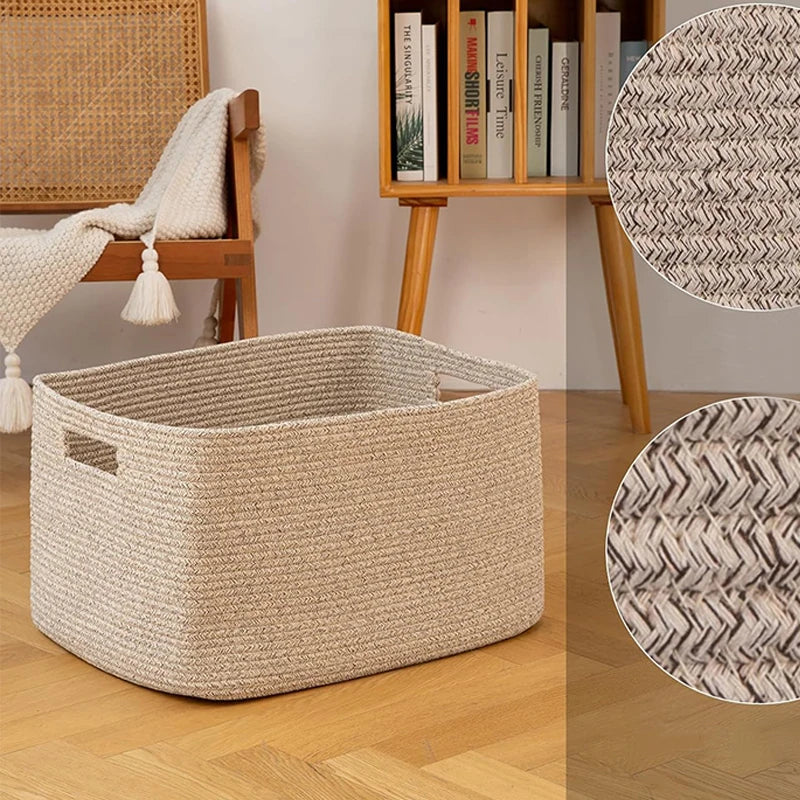 Braided Rope Storage Basket - Stylish Home Organizer
