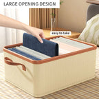 Washable & Foldable Wardrobe Organizer - Eco-Friendly Fabric Bin for Jeans & Clothes